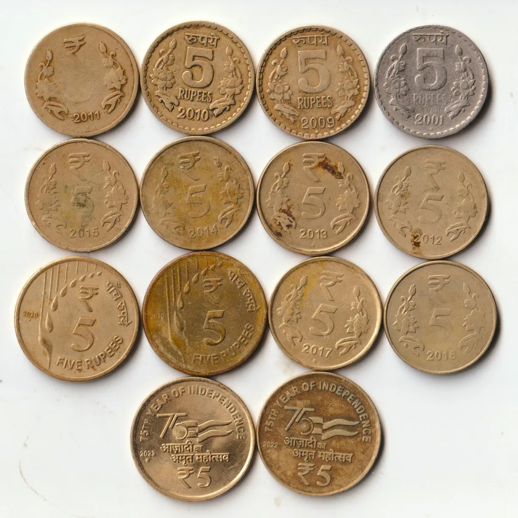 14 Different Commemorative Coin Set of 5 Rupee Different Date Variety at Lowest Price Same Set Given