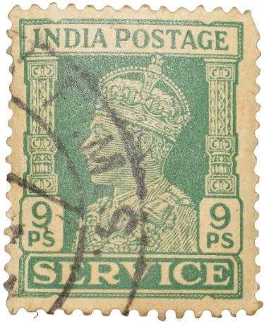 Postal Stamp of George VI 9 Pies Green Colour - Service Issue - Used Condition as per Image.