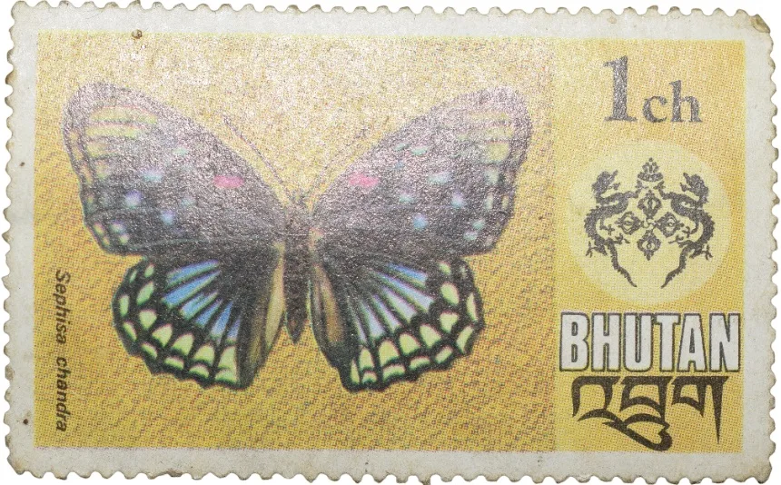 Postal Stamp of Bhutan Country with Butter Fly - Sephisa Chandra 1 Chutrum Mint Un-Used Condition as per image.