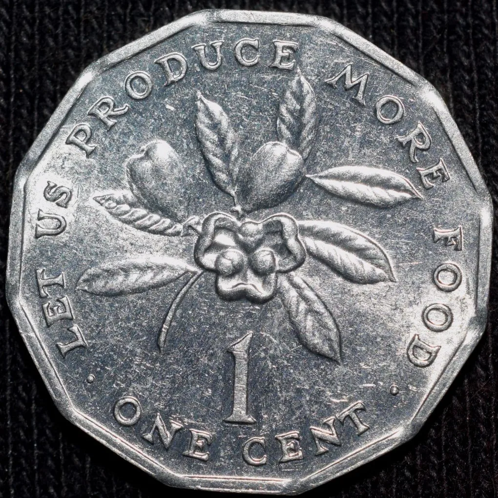 Aluminium 1 Cent of Jamaica (AD 1990) F.A.O. Issue Produce More Food in UNC Grade
