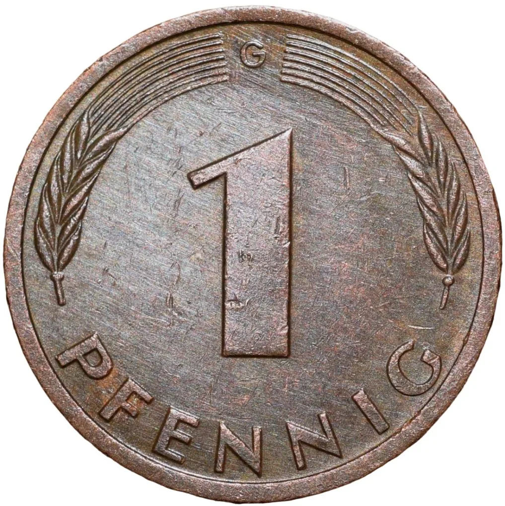 Bronze 1 Pfenning of Germany (AD 1982) with Oak Sapling