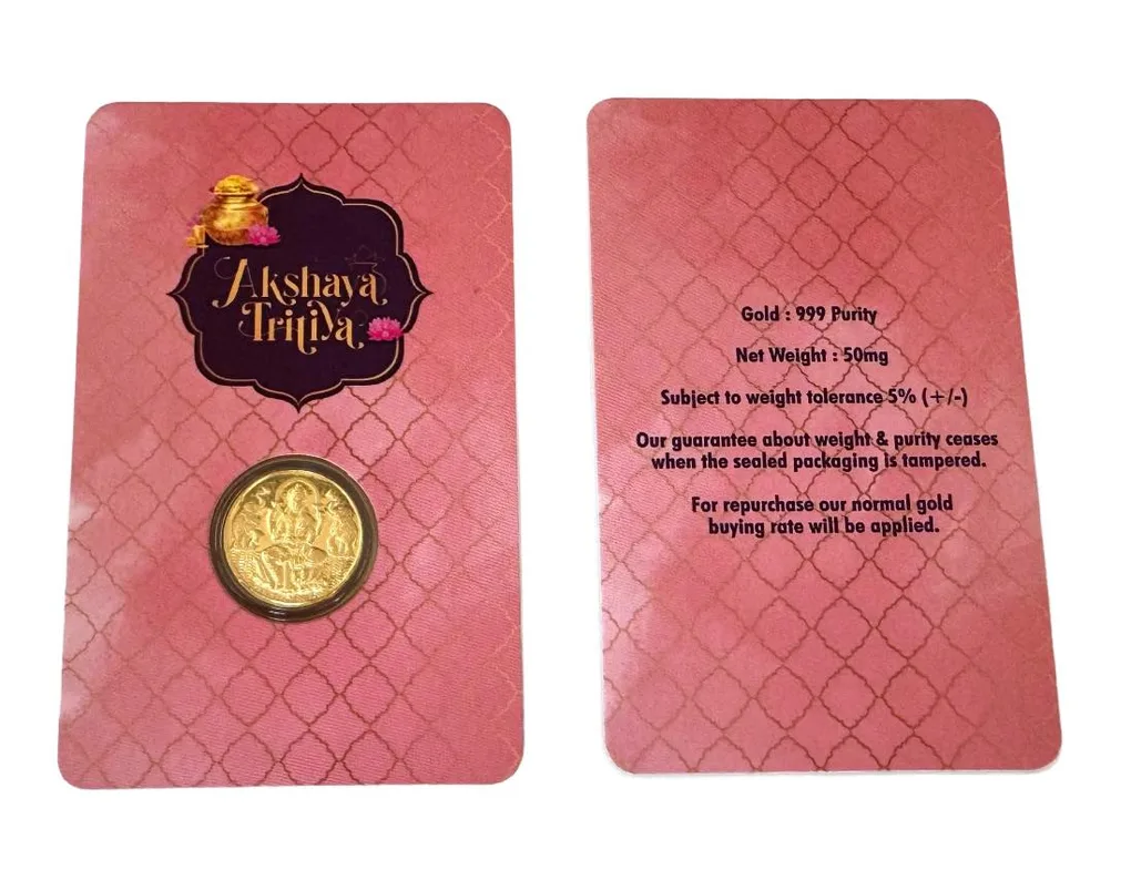 Akshaya Tritya 50Mg Gold 999 Pure Lakshmi Mata Very Unique and Rare Collectible Item
