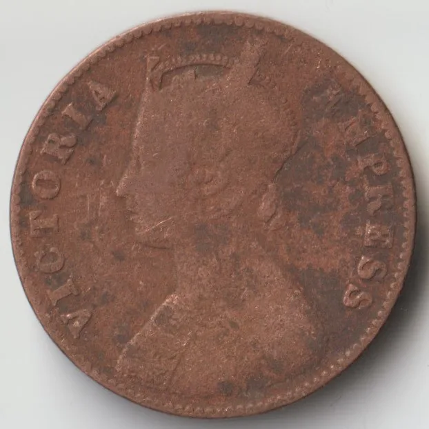 One Quarter Anna 1897 Copper Coin of Victoria Empress British India Collectible Coins