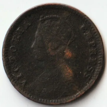 Rare and Fine 1/12 Anna 1883 Copper Coin of Victoria Empress British India Coinage