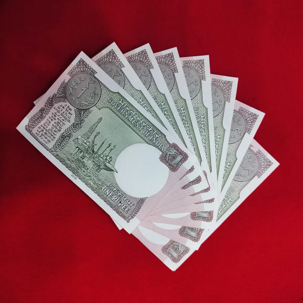 One Rupee Note Semi Fancy Set Serial No. 999991 to 999998