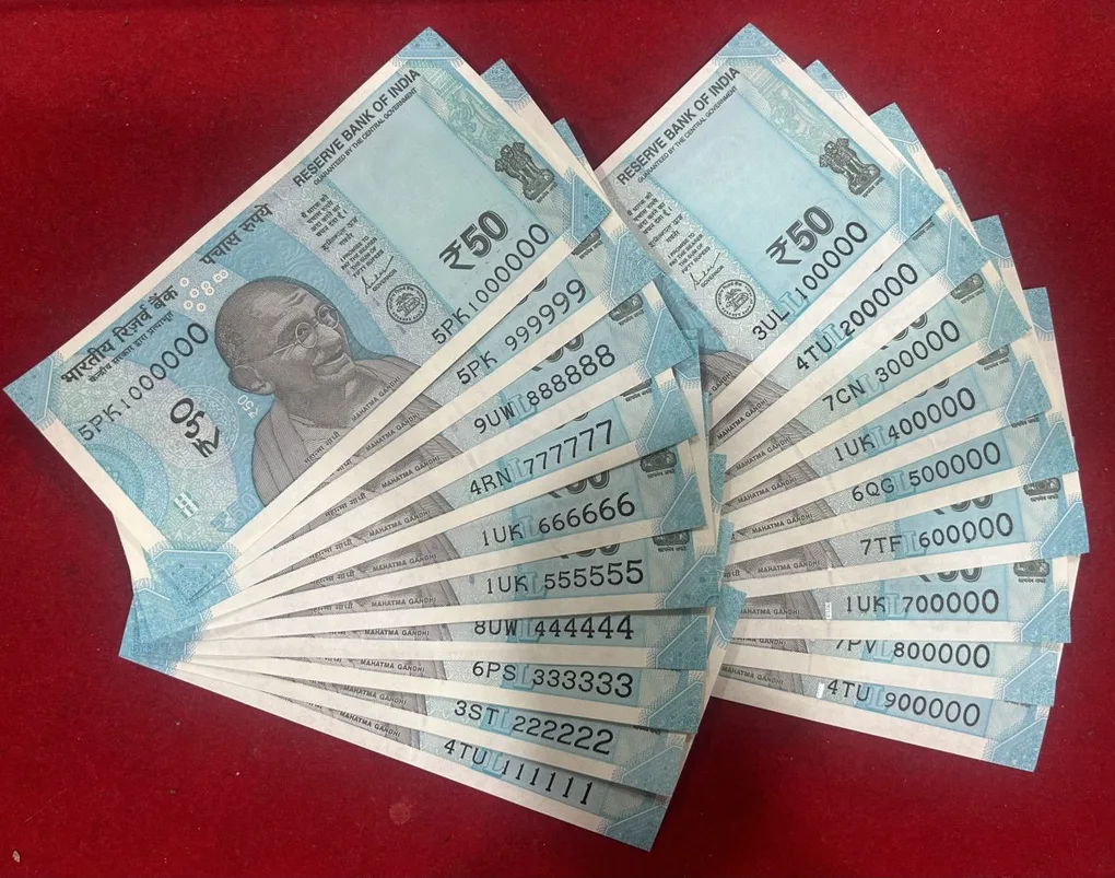 Rs 50 India Banknote 19 Note Solid Fancy Number Set 111111 to 1000000 Gem Unc Unique and Rare