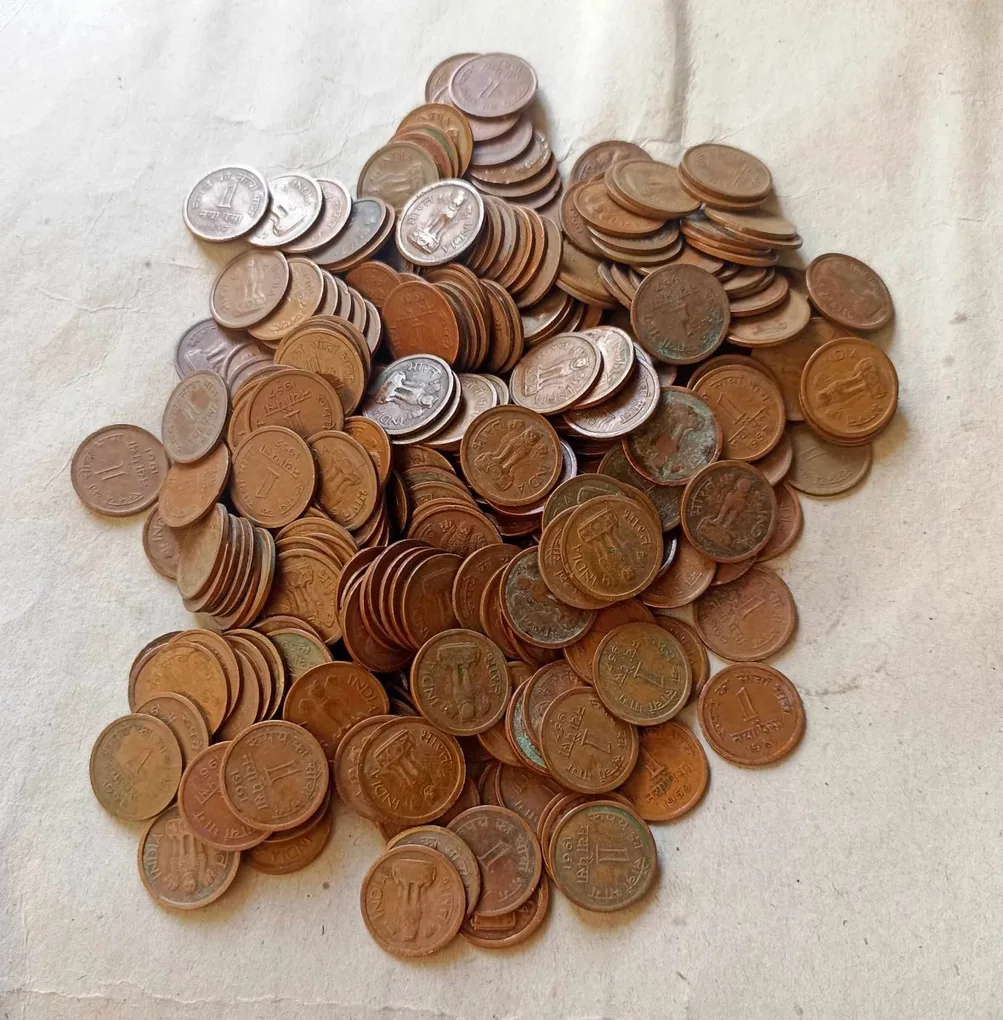 Republic India Coin Decimal Currency 1naya Paisa Only Copper Coin Mixed Year & Mint 1350₹= 100 Piece