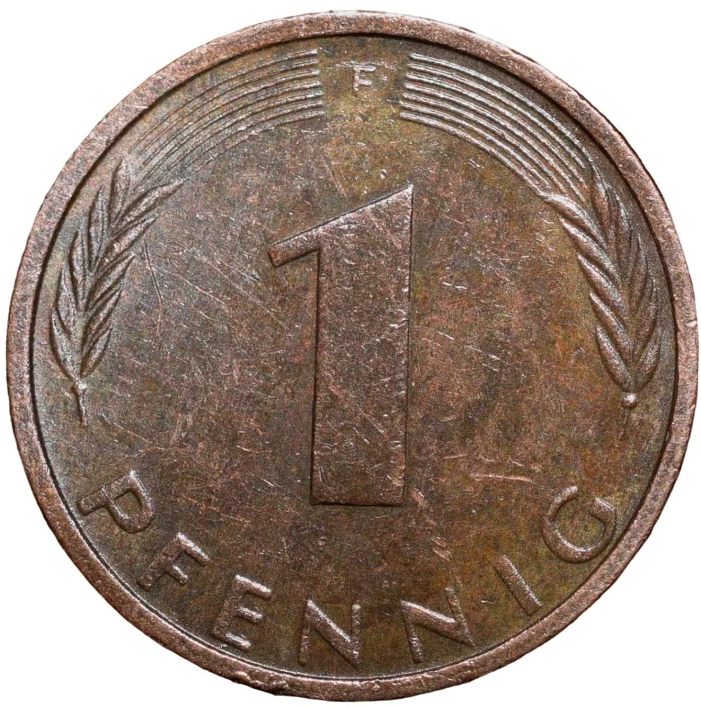 Bronze 1 Pfennig of Germany (AD 1973) with Oak Sapling
