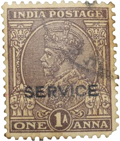 Postal Stamp of George V 1 Anna Brown Colour - Used Condition as per Image.