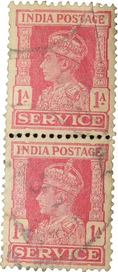 Postal Stamp of George VI 1 Anna Red Colour - Used Condition as per Image.