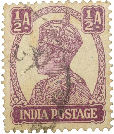 Postal Stamp of George VI 1/2 Anna Murhoom Colour - Used Condition as per Image.