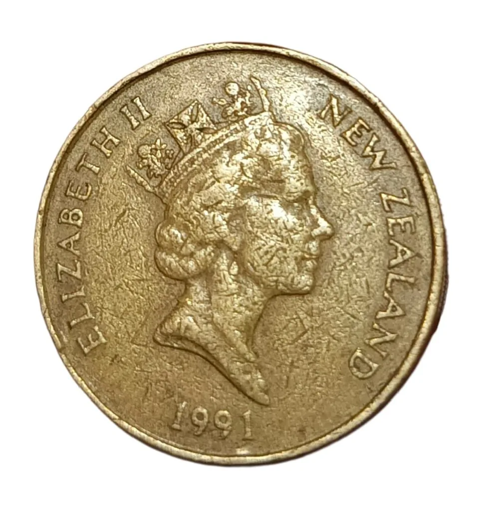 Newzealand Ni/Brs Two Dollars Year 1991 Queen Elizabeth-II **Scare** Collectable Grade.