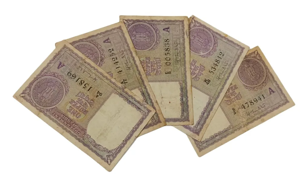 One Rupee Old Issue Year 1951 Signature H.M Patel Mixed Lot 5 Notes **Rare** Used but Collectable Grades.