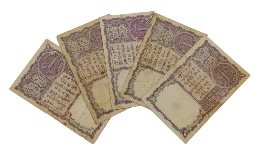 One Rupee Old Issue Year 1951 Signature H.M Patel Mixed Lot 5 Notes **Rare** Used but Collectable Grades.