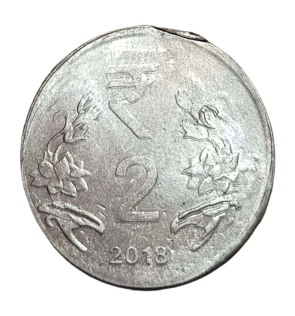2 Rupees Fss Year 2018 New Lion Variety Multiple Strikes Error **Rare** High Collectable Grade.