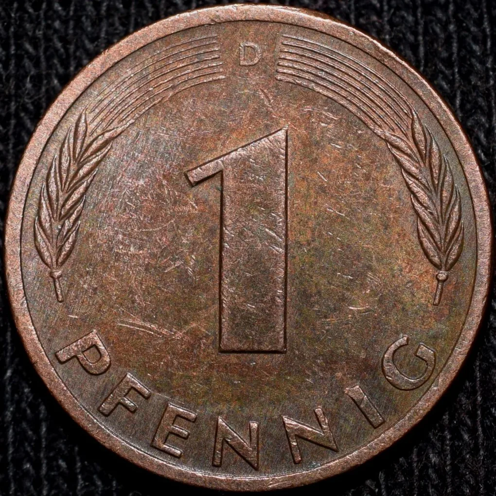 Bronze 1 Pfennig of Germany (AD 1978) with Oak Sapling