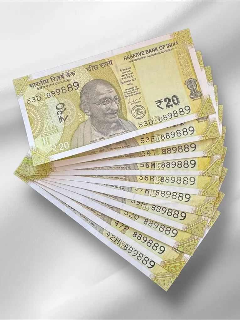 RS 20/- India Banknote Latest Issue Number Repeater 889889 x 10 GEM UNC Unique and Rare