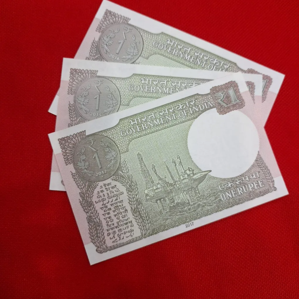 One Rupee Three Notes Set Same Serial No. 111666 GEM UNC Condition