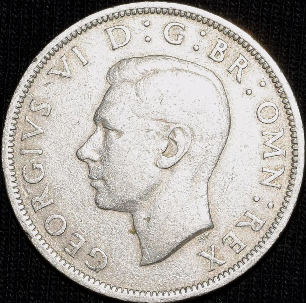 Copper-Nickel 1/2 Crown - 2 Shillings, 1 Shiling & 6 Pence of George VI (AD 1948) from Great Brittain