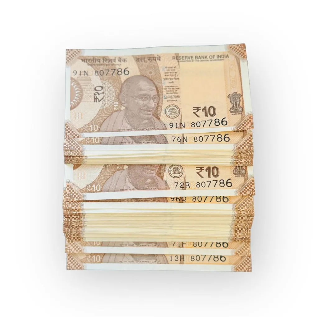 Rs 10 India Banknote Same Number 100 Notes Ending 786 Extremely Rare and Unique New Issue