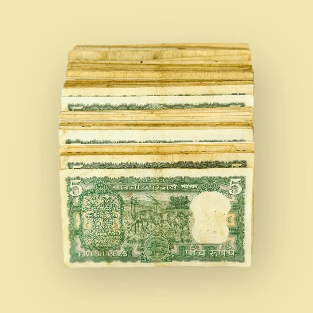 Rs 5 India Banknote 4 Deer Issue 1960s 100 Banknotes Lot Collectible Quality Unique Signed By S Jagganathan