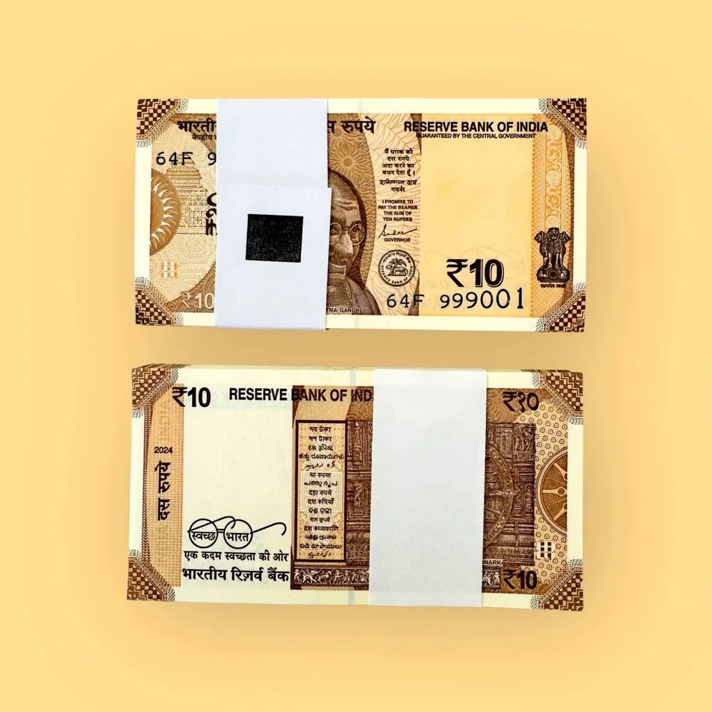 Rs 10 India Banknote Serial Bundle GEM UNC Unique and Rare
