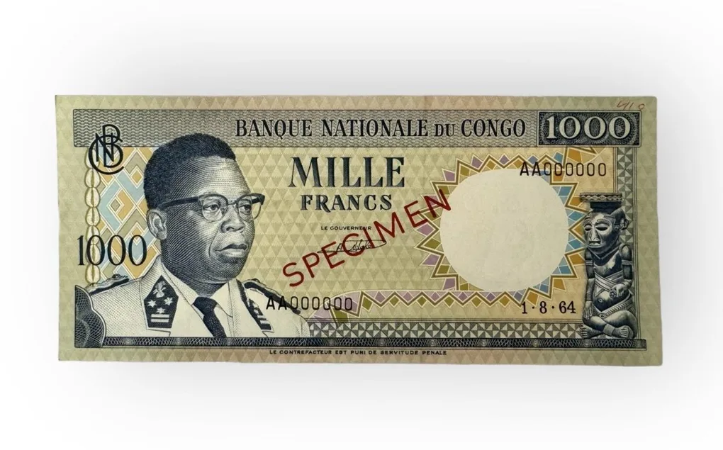 Banque Nationale 1000 Specimen Du Congo 1000 Mile Francs