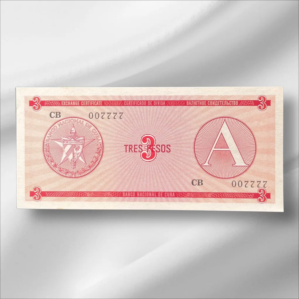 Cuba 3 Pesos GemUnC Bank note ending 786 Collectable Series Unique and Rare