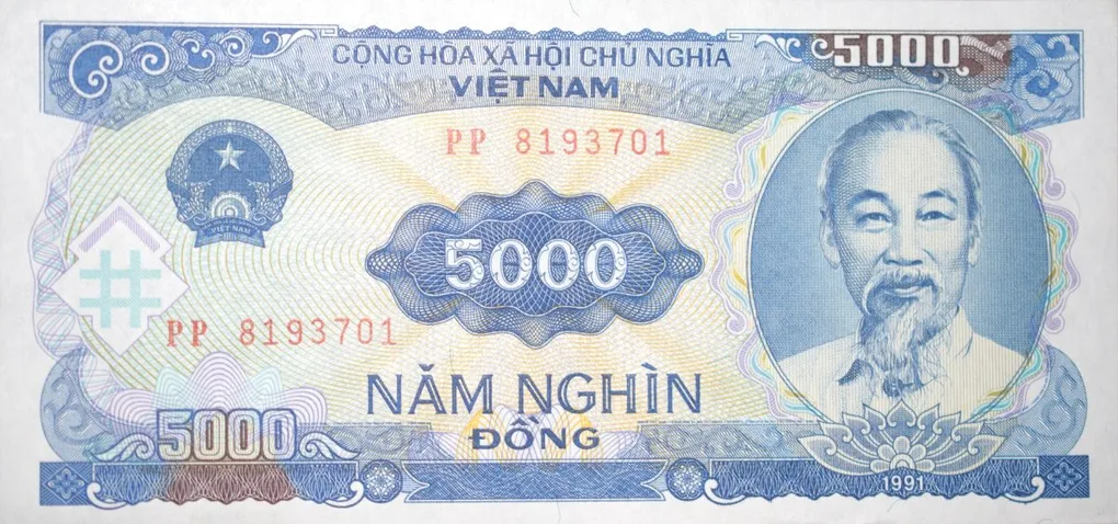 5000 Dong of Vietnam Country (AD 1991) with Hydroelectric power station