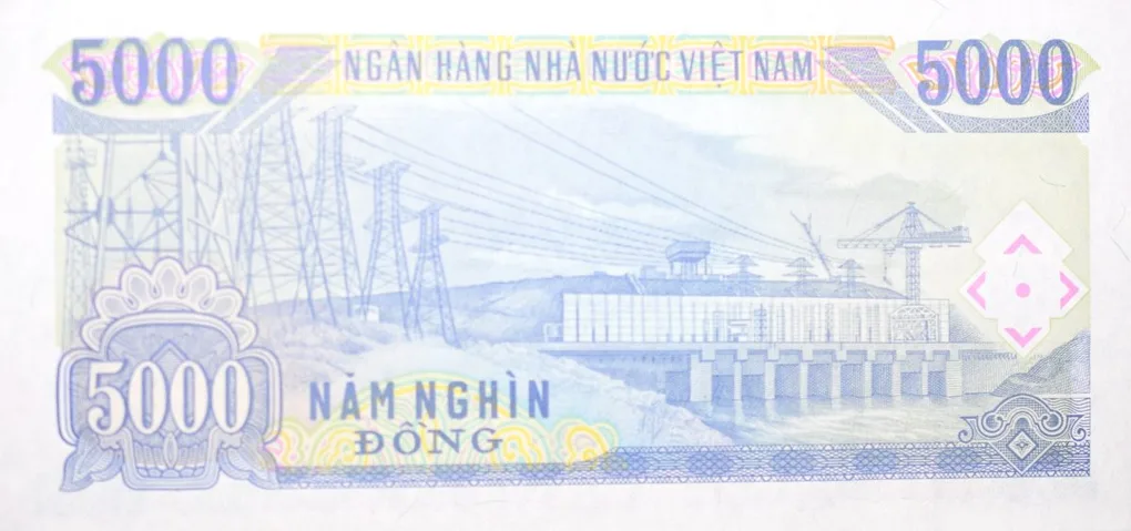 5000 Dong of Vietnam Country (AD 1991) with Hydroelectric power station