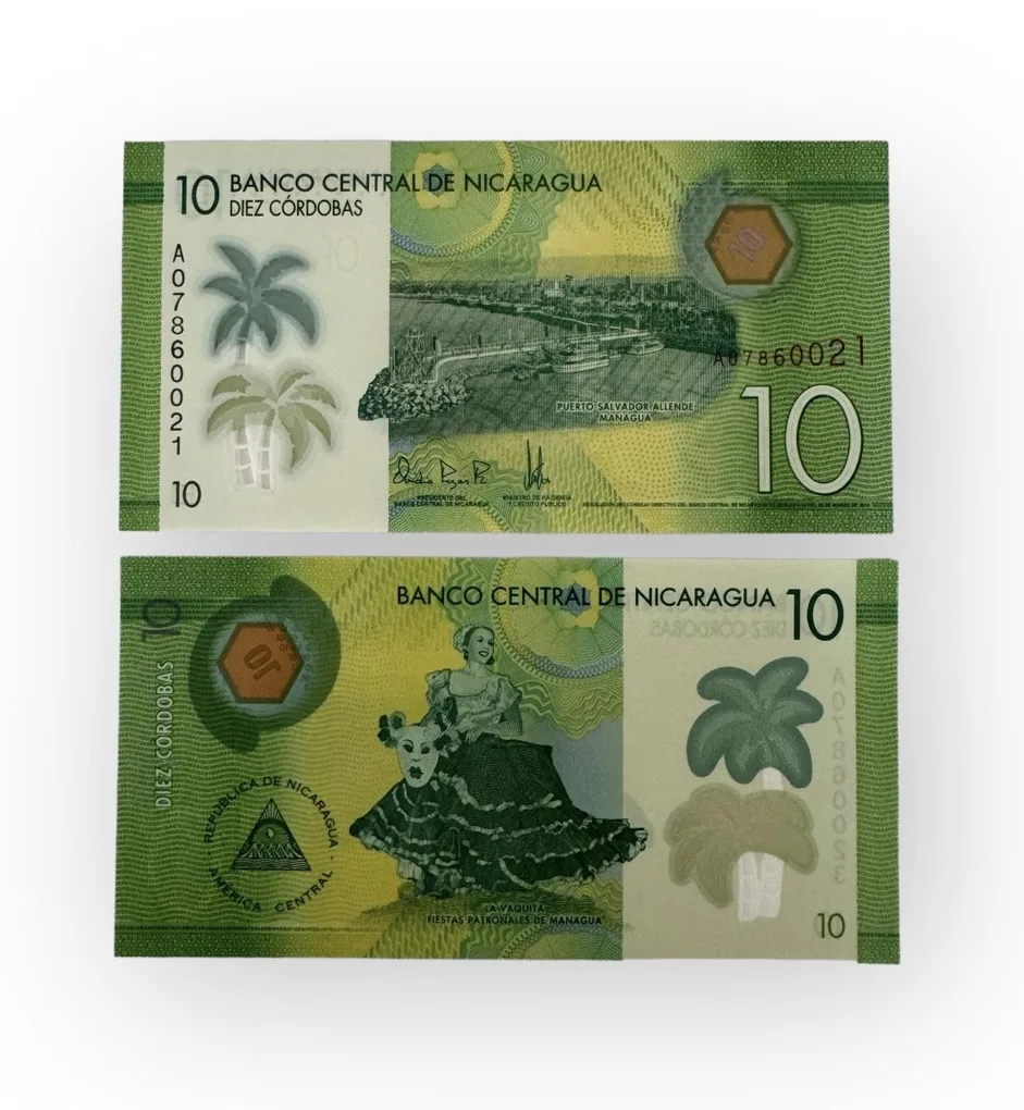 10 Banco Central DE Nicaragua Staring 786 Very Unique and Rare Polymer Issue