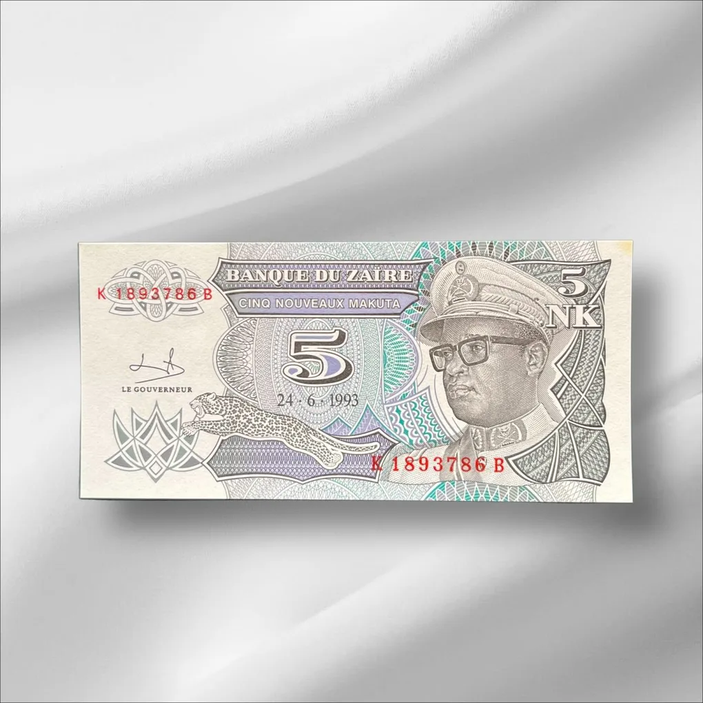 Zaire 5 New Makuta Gem UnC Bank note ending 786 Collectable Series Unique and Rare