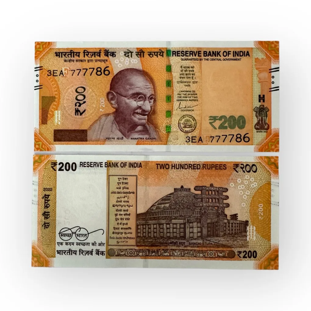 Rs 200 India Banknote Holy Solid Number 777786 Gem Unc Unique and Rare
