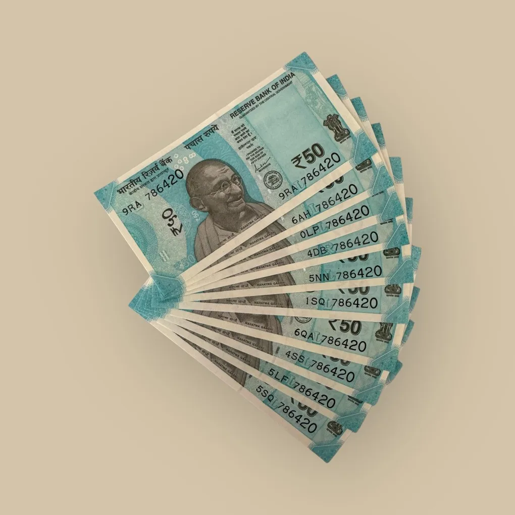 Rs 50/- India Banknote Holy Solid Number 786420 10 Note Sets Gem Unc Unique and Rare