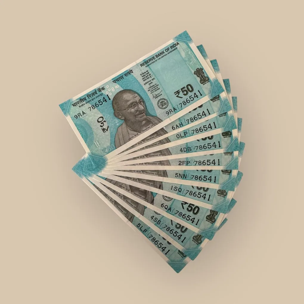 Rs 50/- India Banknote Holy Solid Number 786541 10 Note Sets Gem Unc Unique and Rare