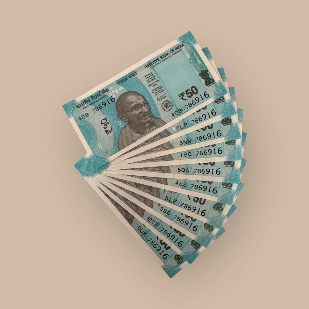 Rs 50/- India Banknote Holy Solid Number 786916 10 Note Sets Gem Unc Unique and Rare