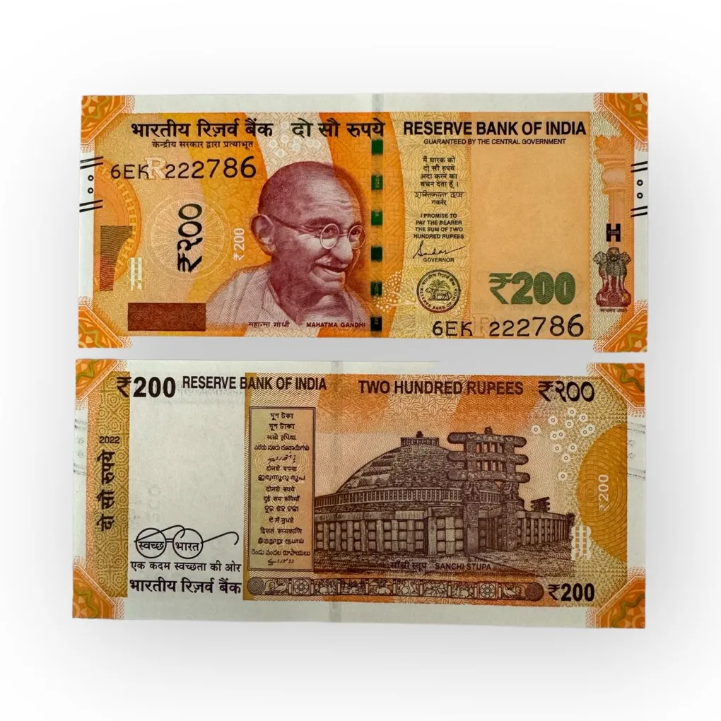 Rs 200 India Banknote Holy Solid Number 222786 Gem Unc Unique and Rare