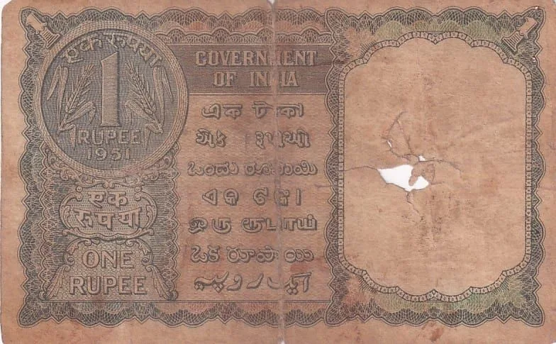 Republic India 1 Rupee 1951 K G Ambegaonkar Signed Note #5