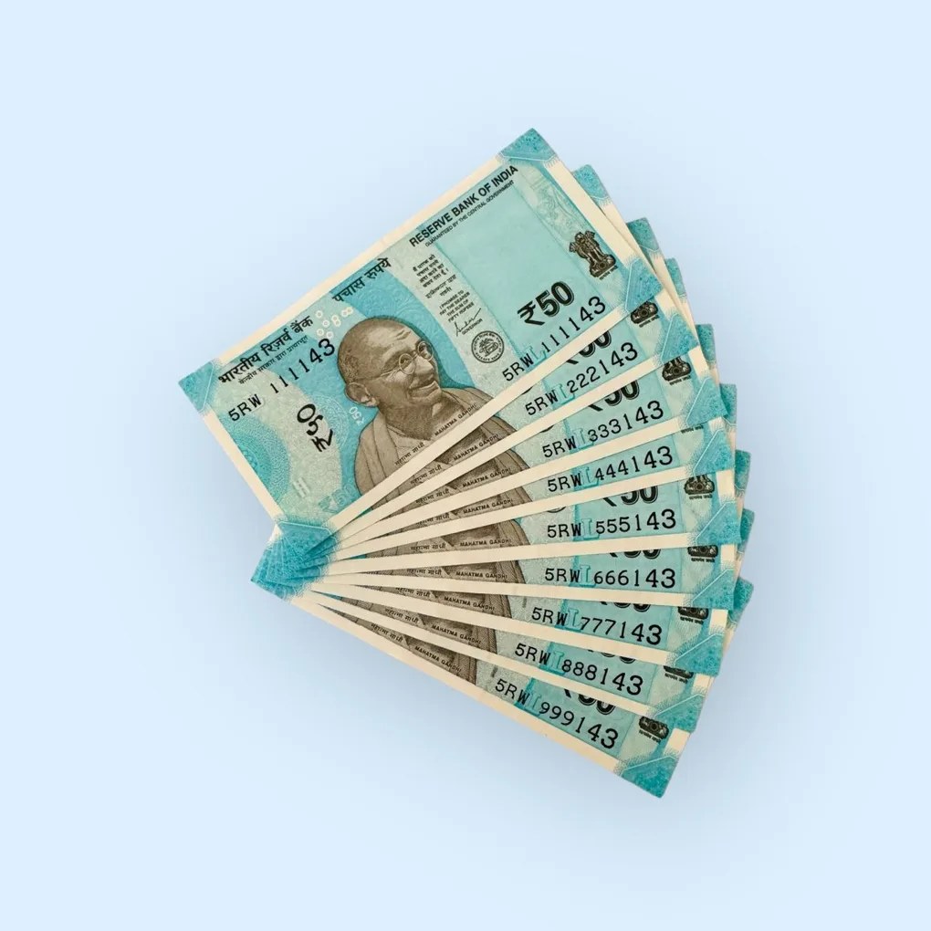 Rs 50/- India Banknote Solid Set Gem Unc 111143 to 999143 Same Prefix Latest Issue Unique and Rare