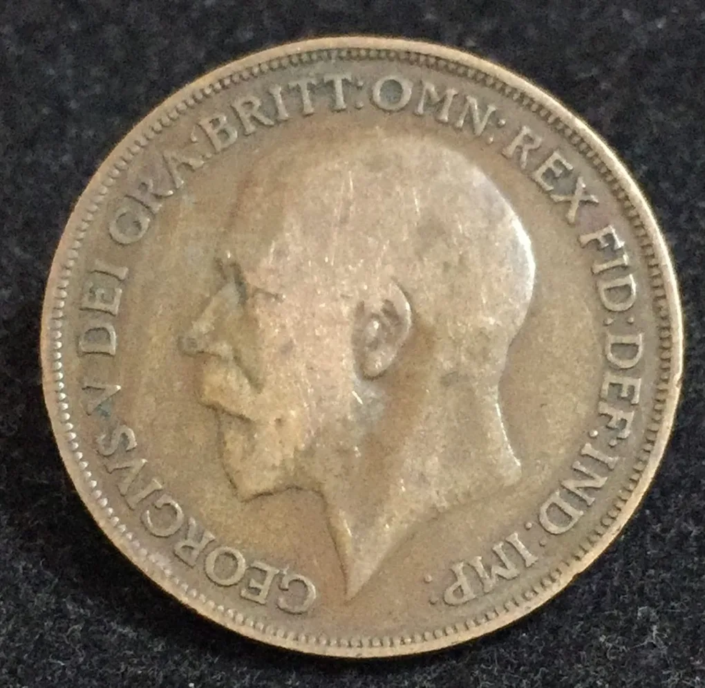 1915 United Kingdom 1 Penny - George V coin Lowest price #A-161