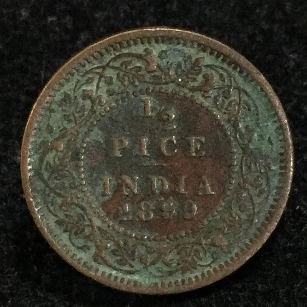 1899 India - British ½ Pice - Victoria coin Lowest Price #A-189