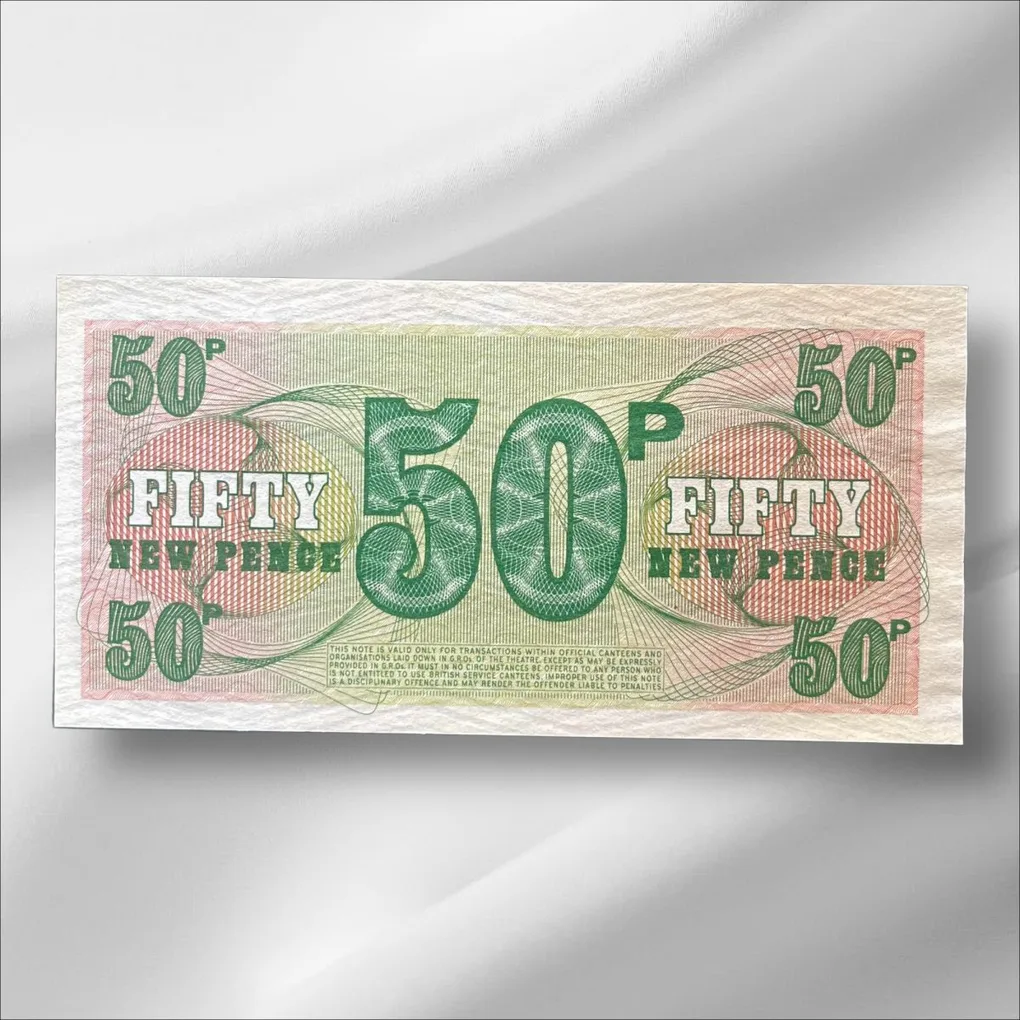 Great Britain - British Armed Forces 50 New Pence World Bank Note Gem UnC Bank note ending 786 Collectable Series