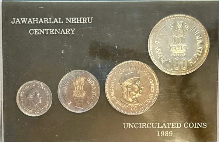 1989, Jawaharlal Nehru Birth Centenary, UNC set of 4 Coins Set