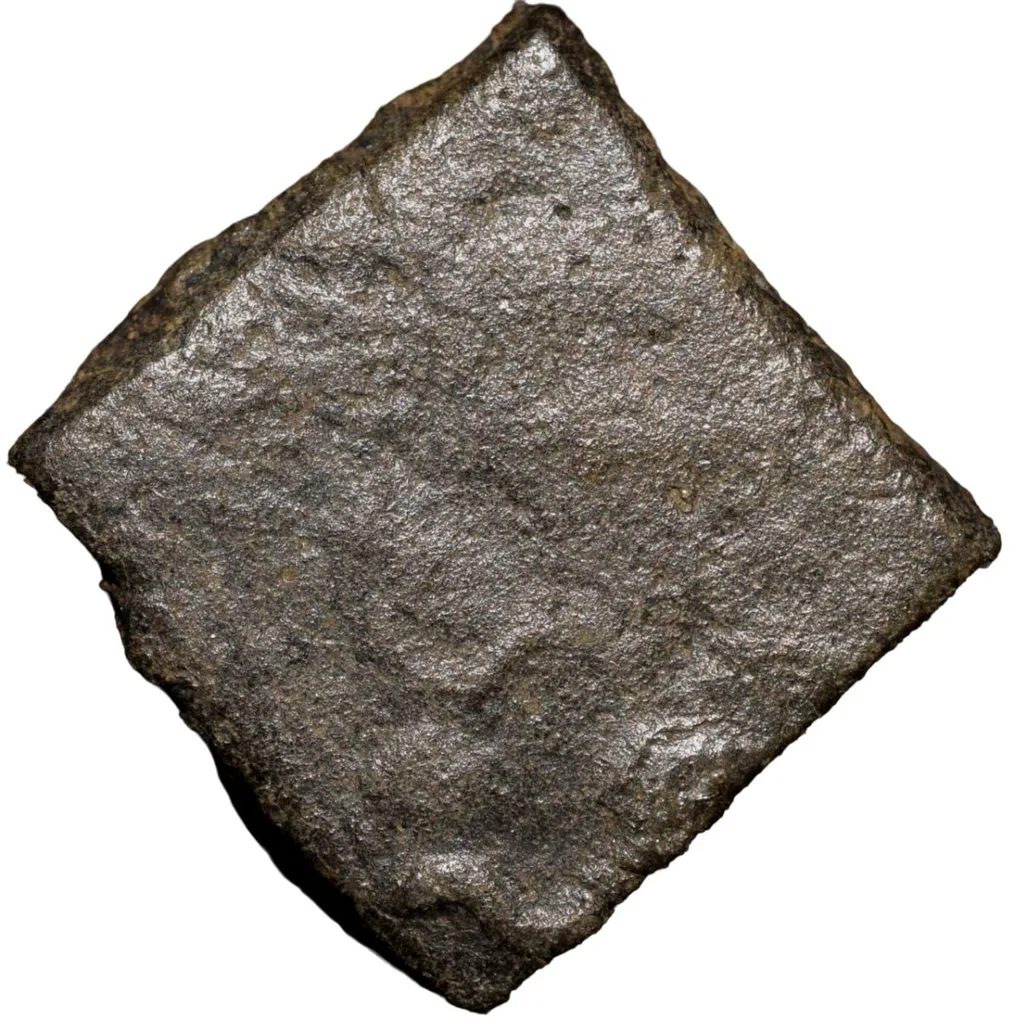 Copper Coin of Satavahan Dynasty (1st Cen. BC) from Paoni Region with Swastik & Ujjaini Symbol above Elephant walking Right