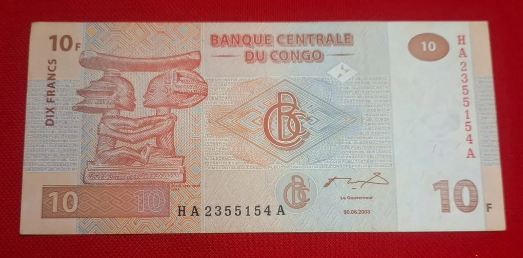Congo Country 10 Francs UNC Condition