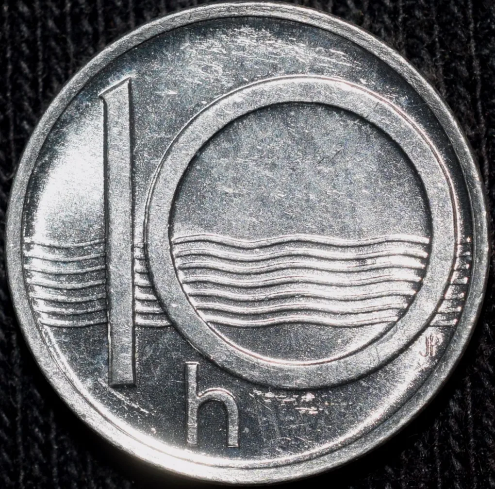 Aluminium 10 Heller of Czech Repulic (AD 1997) with Czech lion in UNC Grade