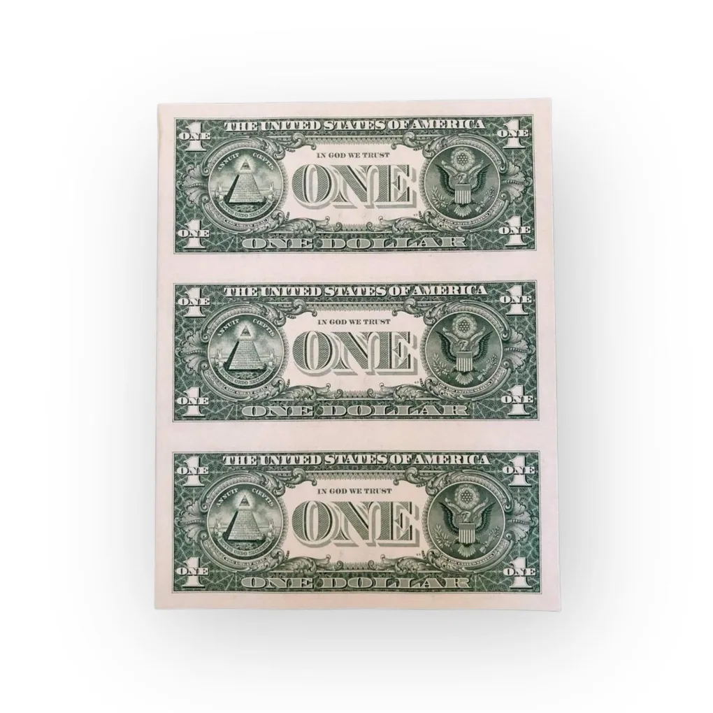United States of America Issue Usd 1 Uncut 3 Piece Gem UNC Unique and Rare Tope Collectible Item USA