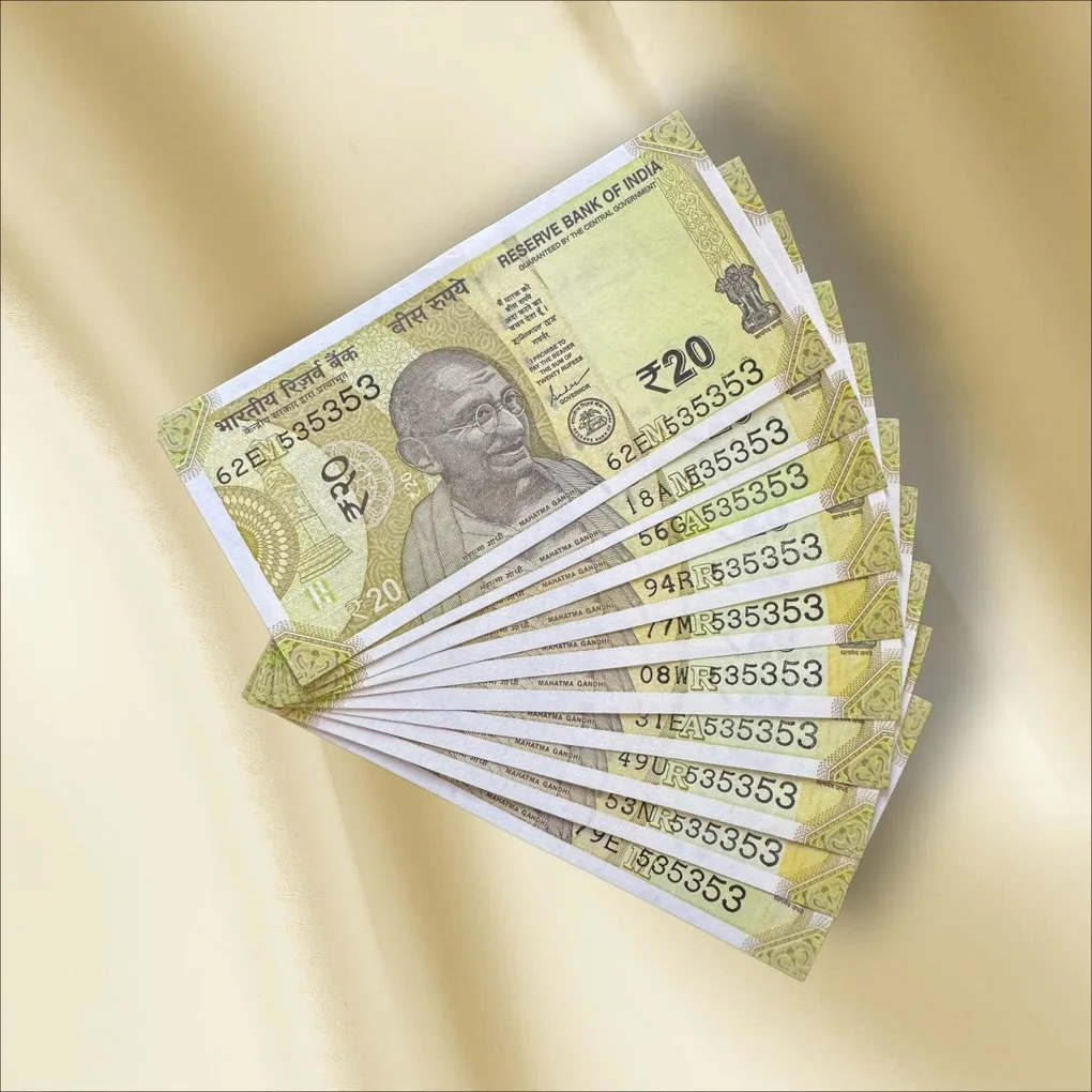 Rs 20 India Banknote Triple Number 10 Note Set Number 535353 Gem Unc Very Unique and Rare