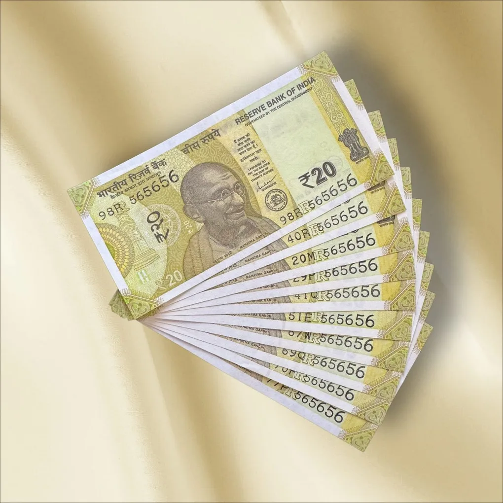 Rs 20 India Banknote Triple Number 10 Note Set Number 565656 Gem Unc Very Unique and Rare