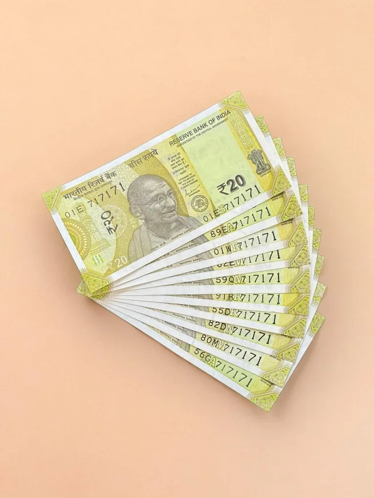 Rs 20 India Banknote Triple Number 10 Note Set Number 717171 Gem Unc Very Unique and Rare